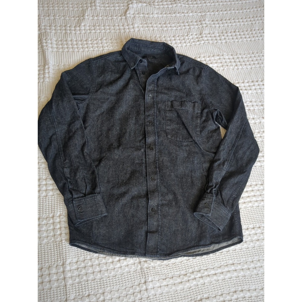 COS Denim Button Down Shirt Dark Wash Sz Small Long Sleeve